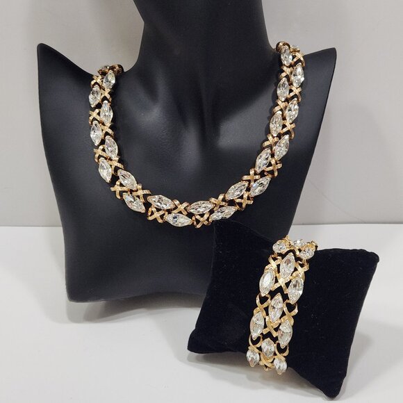 NWT Rare Gorgeous 90s Napier Statement Necklace/Bracelet Set Swarovski Crystals